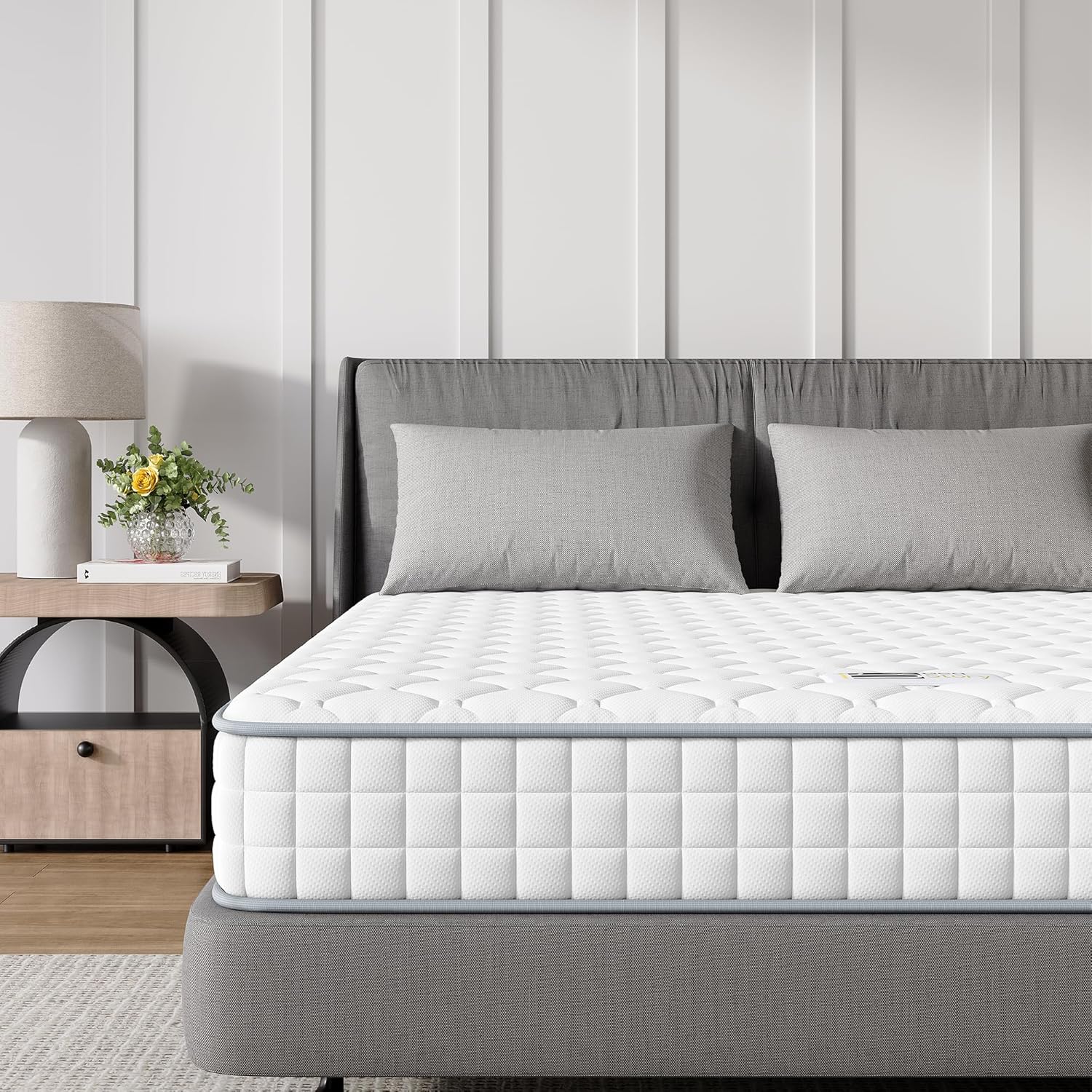 BedStory 3FT Single Mattress, Sleeping Sprung Mattress Medium Firm Bonnell Spring with Breathable Fabric Fire Resistant Barrier Skin-friendly Durable for Bedroom (90x190x18cm)