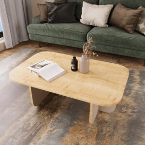 Bimossa Beca Oak & Light Grey Coffee Table - Sleek 100cm Living Room Table with Curved Corners, Modern Design, Perfect for a Stylish Space (Oak & Light Grey)