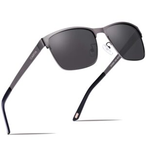 CARFIA UV Protection Mens Sunglasses Polarised Mirrored Glasses for Driving Hiking Baseball, Square Frame…
