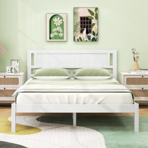COSTWAY 4FT6 Double Size Bed Frame, Modern Slat Support Platform Bed Base Mattress Foundation with 145cm Headboard & 22cm Under-bed Storage, No Box Spring Needed, Easy Assembly,...