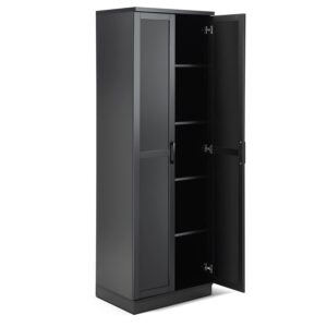 COSTWAY Wooden Storage Cabinet, Freestanding Tall Cupboard Sideboard w/ 2 Doors & Adjustable Shelves, High Utility Cabinet Living Room, Bedroom, Kitchen & Hallway, 59 x 42 x...