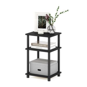 Furinno Just 3-Tier Turn-N-Tube End Table, Side Table, Nightstand, Americano/Black