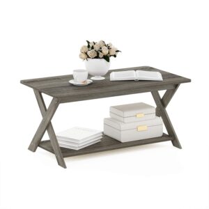 Furinno Modern Simplistic Criss-Crossed Coffee Table, French Oak