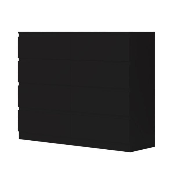 FWStyle Matt Black XL 8 Drawer Chest. Modern Bedroom Furniture Chest of Drawers - W110 x H99 x D40cm