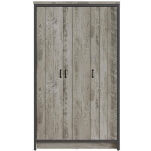 GFW Boston 3 Door Wardrobe Hanging Rails Storage Unit Bedroom Grey