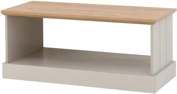 GFW Kendal Grey Coffee Table With Contrast Oak Top For Living Room, Features Storage Shelf For Display Living Room Entertainment, Media Accessories & Books, Oak/Grey, H43 x W100...