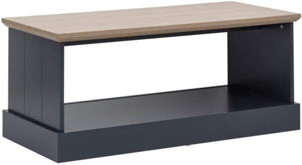 GFW Kendal Slate Blue Coffee Table With Contrast Oak Top For Living Room, Features Storage Shelf For Display Living Room Entertainment, Media Accessories & Books, Oak/Slate...
