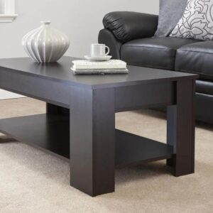 GFW Lift Up Coffee Table With Hidden Storage For Living Room. Modern Wooden Lift Top Coffee Tables With Display Shelf & Storage Compartment For Media & Accessories, Espresso,...