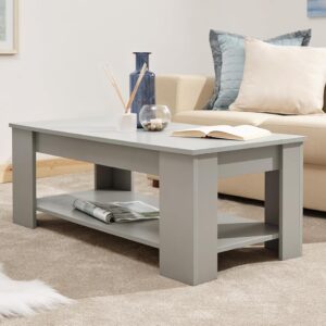 GFW Lift Up Coffee Table With Hidden Storage For Living Room. Modern Wooden Lift Top Coffee Tables With Display Shelf & Storage Compartment For Media & Accessories, Grey,...