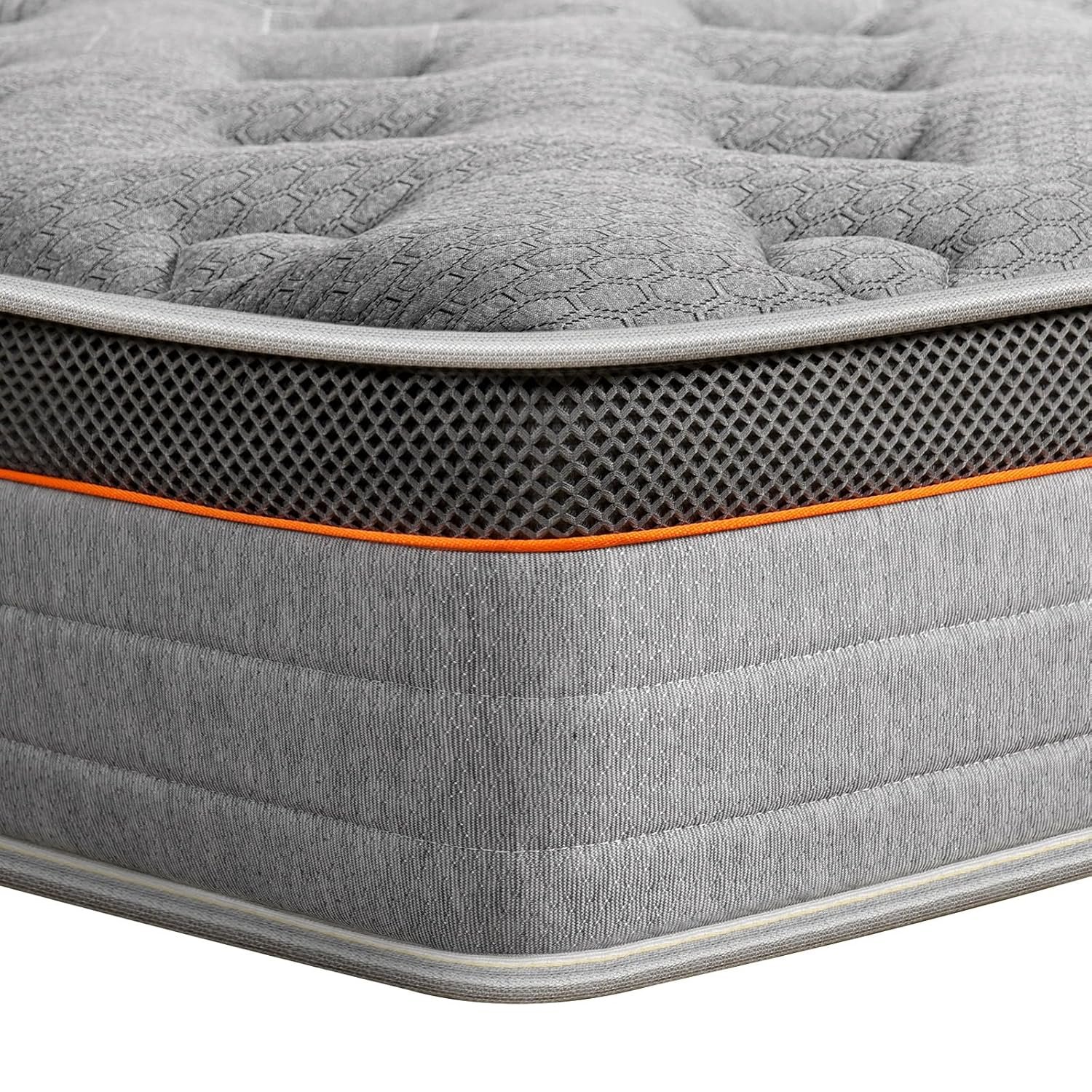 Good Nite Single Mattress Pocket Springs 3FT 10 Inch Hybrid Medium Firm Bed 90x190x25cm with 9-Zone Support Reinforced Edges Breathable Grey Knit Fabric Mattress in a Box