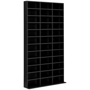 HOMCOM 1116 CD / 528 DVD Storage Shelf Rack Media Storage Unit Shelves Racks Wooden Bookcase Display Unit with Adjustable Shelves, 102 x 195 cm, Black