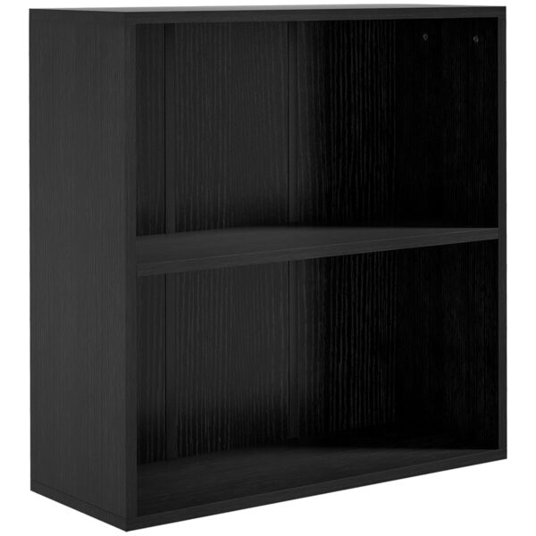 HOMCOM 2 Tier Low Bookcase with Adjustable Shelf, Bookshelf, Display Storage Shelf with 2 Compartments for Home Office, Living Room, Study, Black