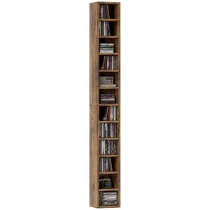 HOMCOM 204 CD Storage Unit, Storage Tower with 12 Cubes, 175cm Tall Bookcase for Living Room, Home Office, Study Room, Rustic Brown