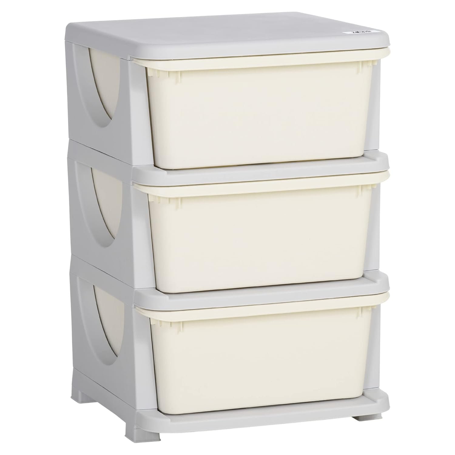 HOMCOM 3 Drawers Plastic Storage Units, 3 Tier Kids Storage Units, Children Toy Chest for Nursery, Playroom, Bedroom, Cream
