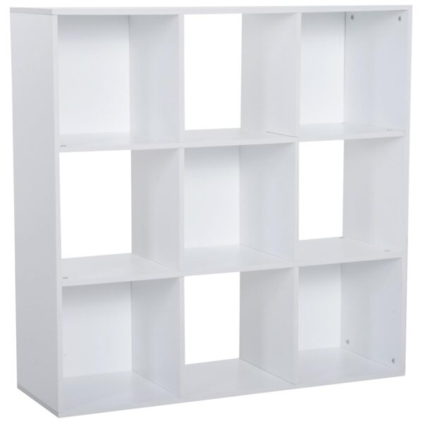 HOMCOM 3-tier 9 Cubes Storage Unit Particle Board Cupboard Bookcase Organiser Home Office Shelves, White