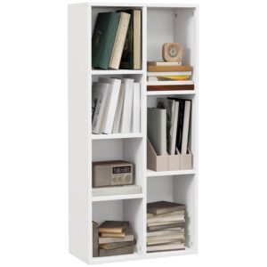 HOMCOM 3 Tier Bookshelf, Modern Cube Bookcase with 7 Open Storage Compartments, Freestanding Display Storage Unit for Living Room, Bedroom, Study, White
