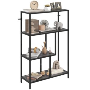 HOMCOM 4-Tier Bookshelf, Industrial Bookcase with Metal Frame, Storage Shelving Unit, Freestanding Shelves for Home Office, Study, Living Room, Bedroom, Charcoal Grey