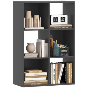 HOMCOM 6-Cube Bookshelf, Modern Freestanding 3-Tier Bookcase, Display Shelving Unit for Living Room, Bedroom, Home Office, Study, Black