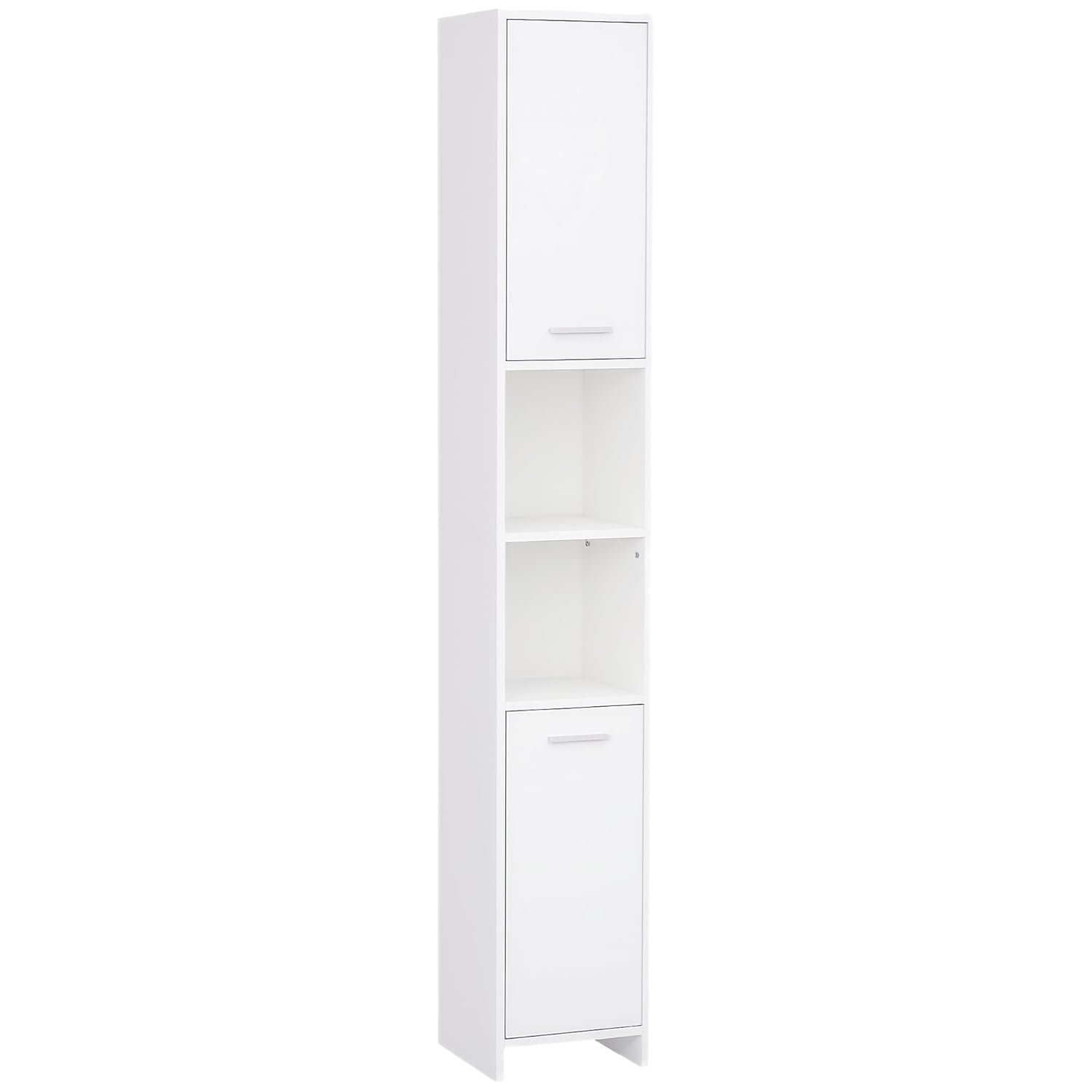 HOMCOM Bathroom Floor Storage Cabinet Slim Tallboy w/Door Cupboard & Shelves For Living Room, Bedroom, Hallway White