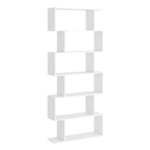 HOMCOM Bookcase, 6 Tier Shelf S Shaped Bookshelf, Storage Unit, Display Shelf for Living Room, Bedroom, Home Office, Plant, White