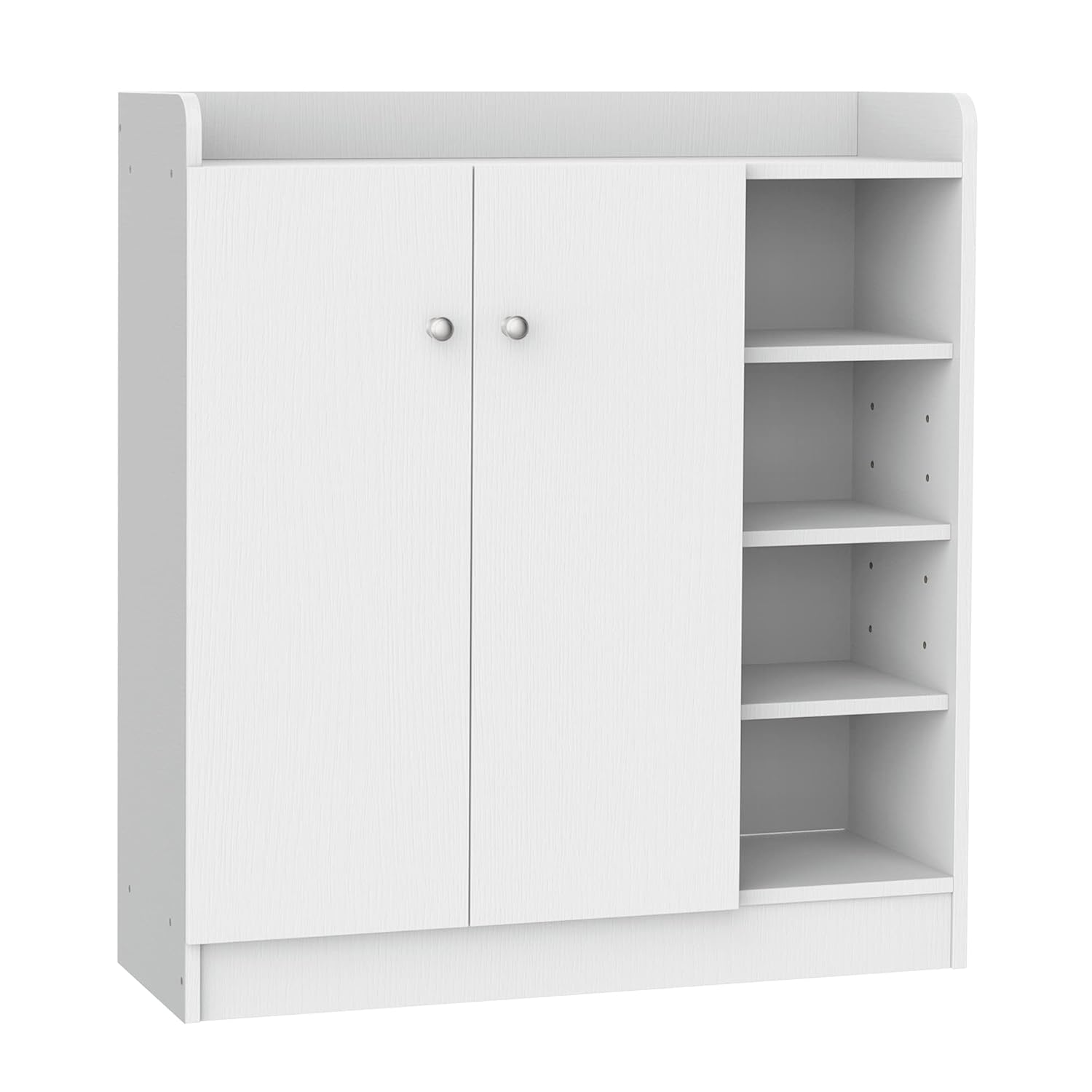 HOMCOM Shoe Storage Cabinet Two Doors w/Adjustable 4 Shelves Cupboard Footwear Rack Stand Organiser Hallway White