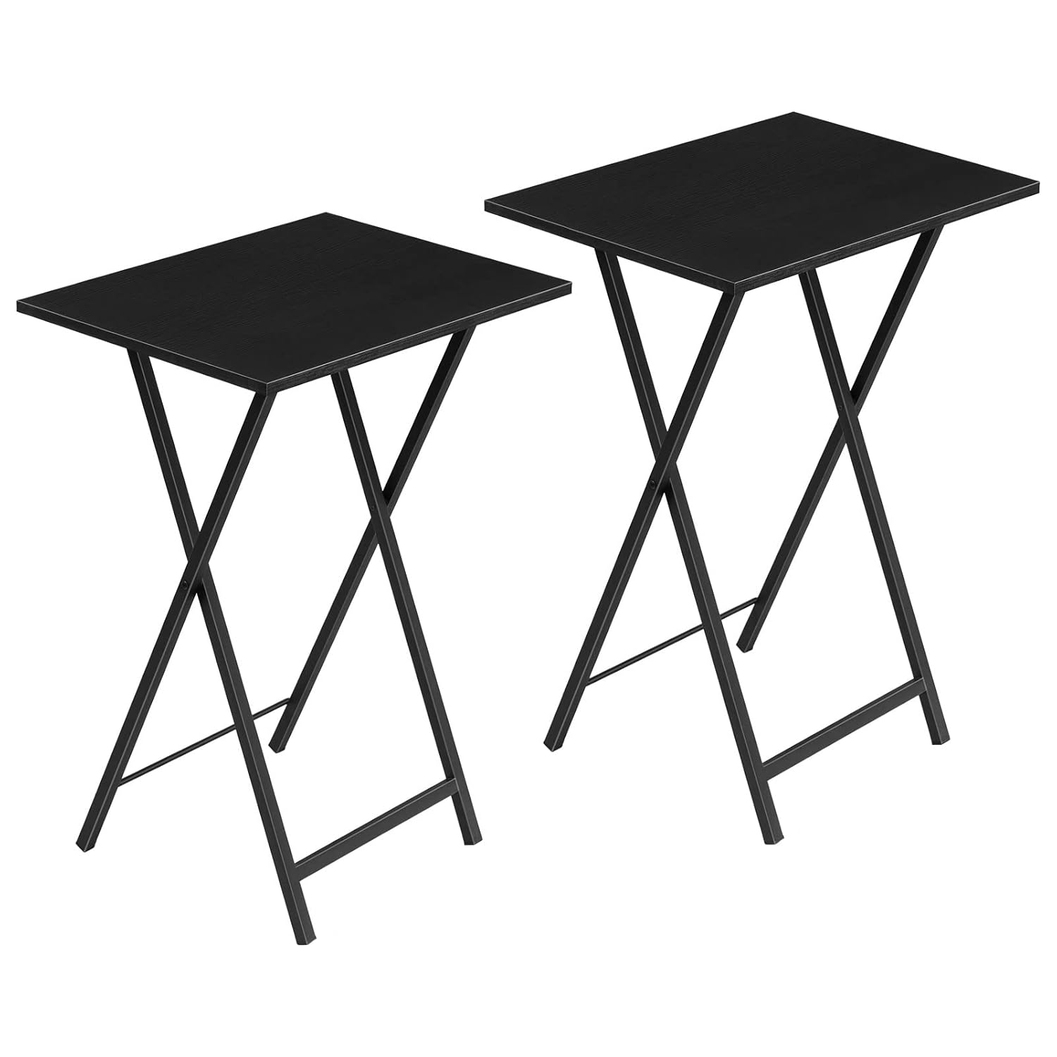 HOOBRO Folding Tables 2 Set, TV Tables for Eating Foldable, TV Tray Table, Small Sofa Laptop Dinner Table for Small Space, Metal Frame, Black EUBK25BZ01