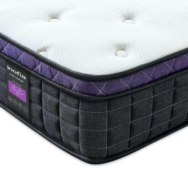Inofia Double Mattresses,Memory Foam and Spring Mattress 25cm,Sleeping Maximum,Motion Isolated Zero Pressure Hybrid Mattress,Support and Responsive Zoned Spring