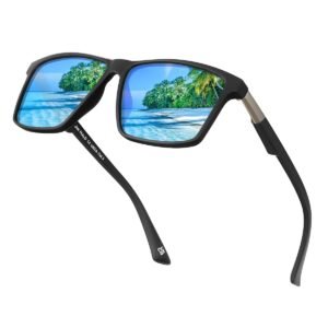 Jim Halo Retro Polarised Sunglasses for Men Women Square UV400 Mirror Lens for Driving Fishing Sun Glasses 2 Packs