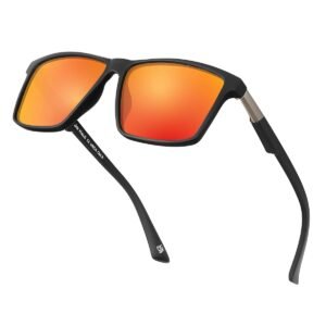 Jim Halo Retro Polarised Sunglasses for Men Women Square UV400 Mirror Lens for Driving Fishing Sun Glasses 2 Packs