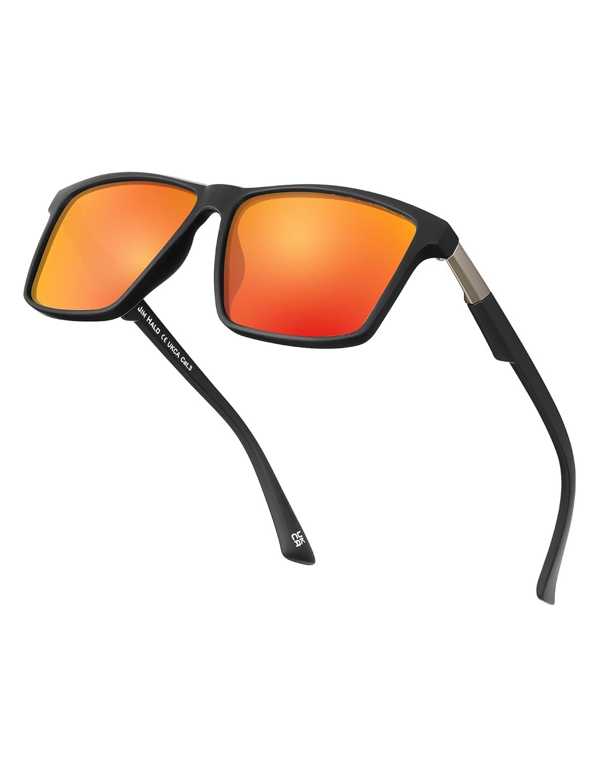 Jim Halo Retro Polarised Sunglasses for Men Women Square UV400 Mirror Lens for Driving Fishing Sun Glasses 2 Packs
