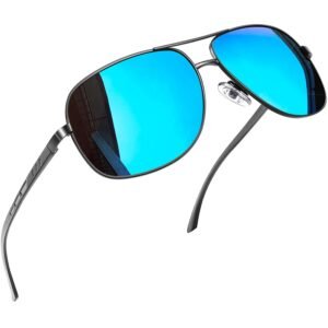 Joopin Polarised Rectangle Sunglasses Mens, Classic Military Shades with UV Protection Al-Mg Metal Frame Aviation Sunglasses for Men Women Sun Glasses for Driving