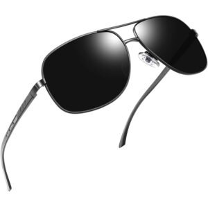 Joopin Polarised Rectangle Sunglasses Mens, Classic Military Shades with UV Protection Al-Mg Metal Frame Aviation Sunglasses for Men Women Sun Glasses for Driving