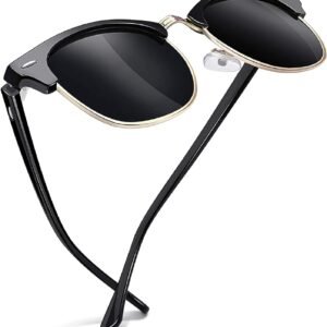 Joopin Polarised Semi-Rimless Sunglasses for Men Women, Classic Retro Half Frame Driving Sun Glasses UV400 Protection