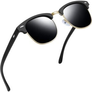 Joopin Polarised Semi-Rimless Sunglasses for Men Women, Classic Retro Half Frame Driving Sun Glasses UV400 Protection