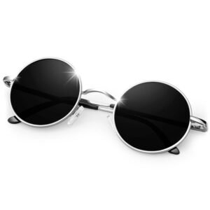 KANASTAL Polarised Round Sunglasses Thickened Temples, Spring Hinges, UV400 Protection Retro Circle Metal Frame Cosplay Glasses for Women Men