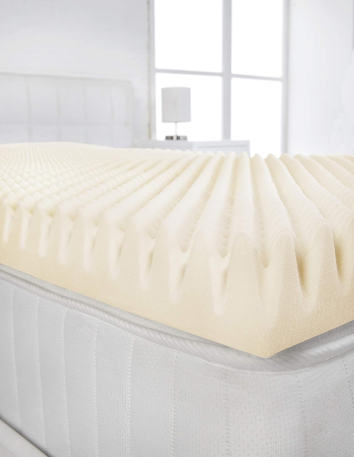 Littens 3" (75mm) Extra Deep King Bed Size Visco Memory Foam Mattress Topper Profile, Egg Shell Crate Box, Orthopaedic, Support, Plain Relief (5ft, 152cm x 200cm)
