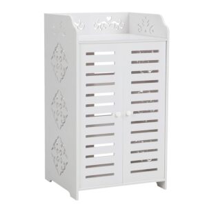 Modern 4 Tiers Shoe Cabinets with 2 Doors, Shoes Rack Shelf Display Organiser Furniture for Organised Storage, Bedroom, Living Room, Hallway White