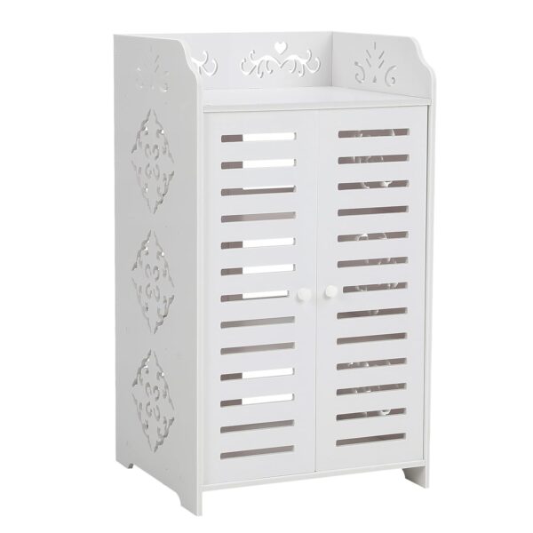 Modern 4 Tiers Shoe Cabinets with 2 Doors, Shoes Rack Shelf Display Organiser Furniture for Organised Storage, Bedroom, Living Room, Hallway White