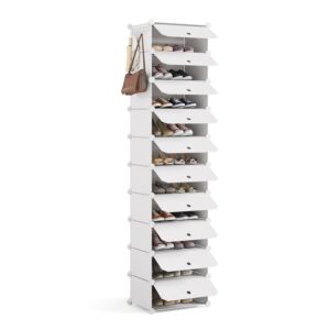 Mondeer Shoe Storage Cabinet, Modular Shoe Rack, Cube Plastic Shoe Organizer with Door, Dustproof and Waterproof for Entrance Hall, Bedroom, Living Room, Stores 20 Pairs of...