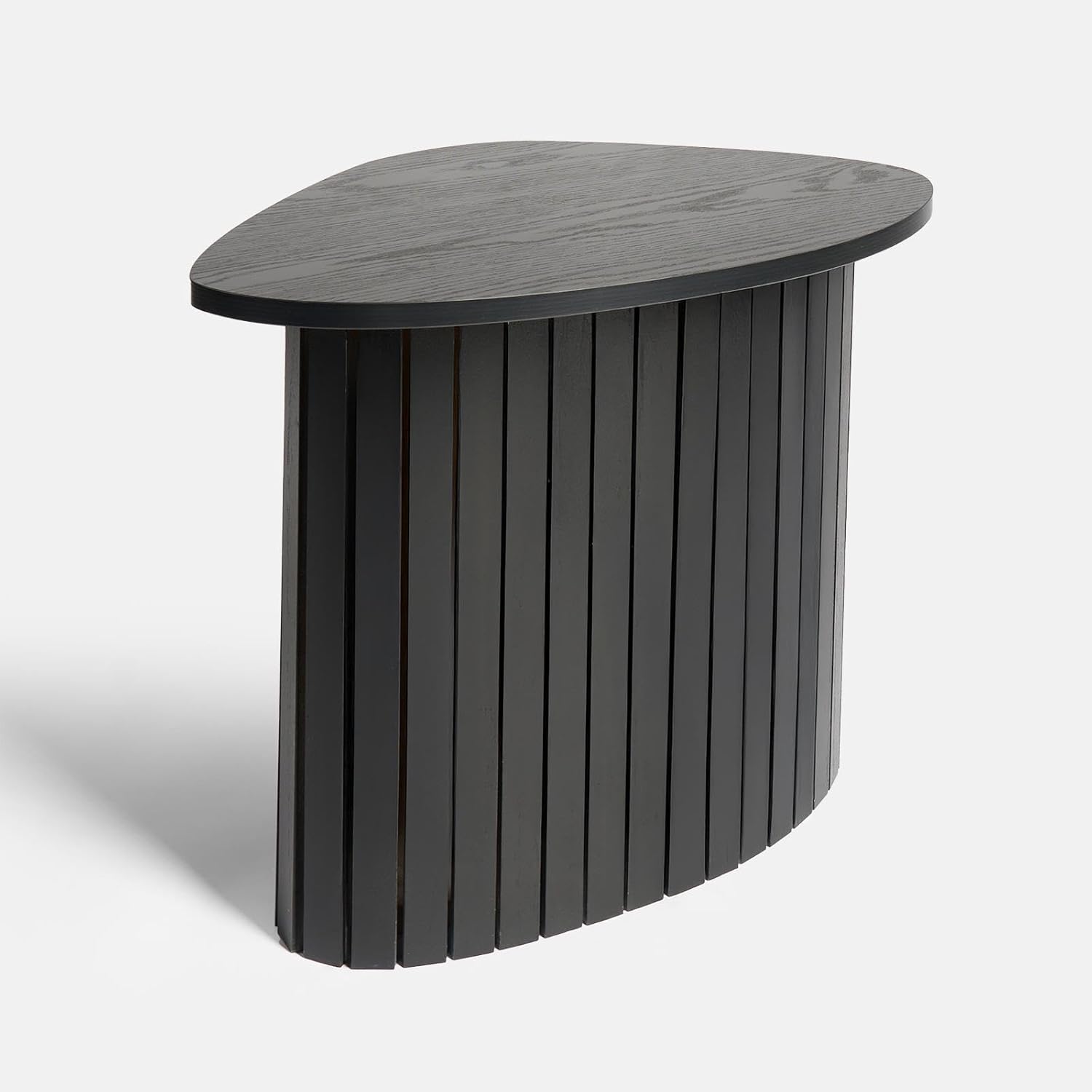 OHS Coffee Table for Living Room, Wooden Side Table Madison Ribbed Wood Frame Decorative Sofa Side Tables Nightstand Bedside Tables for Bedroom Office Small Spaces, Black