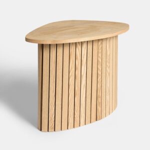 OHS Side Table Living Room, Coffee Table with Madison Ribbed Wood Frame Decorative Nightstand End Tables Bedside Tables for Bedroom Office Small Spaces, Natural Wood