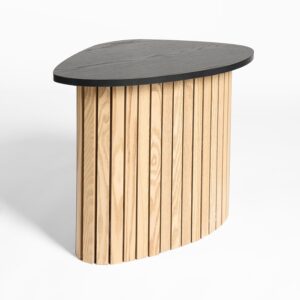 OHS Side Table Living Room, Coffee Table with Madison Ribbed Wood Frame with Black Top Decorative End Tables Nightstand Bedside Tables for Bedroom Office Small Spaces
