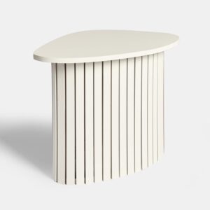 OHS Wooden Side Table, Small Sofa Side Tables Madison Ribbed Wood Frame Coffee Table for Living Room Decorative End Tables Nightstand for Small Spaces Bedroom Office, Cream