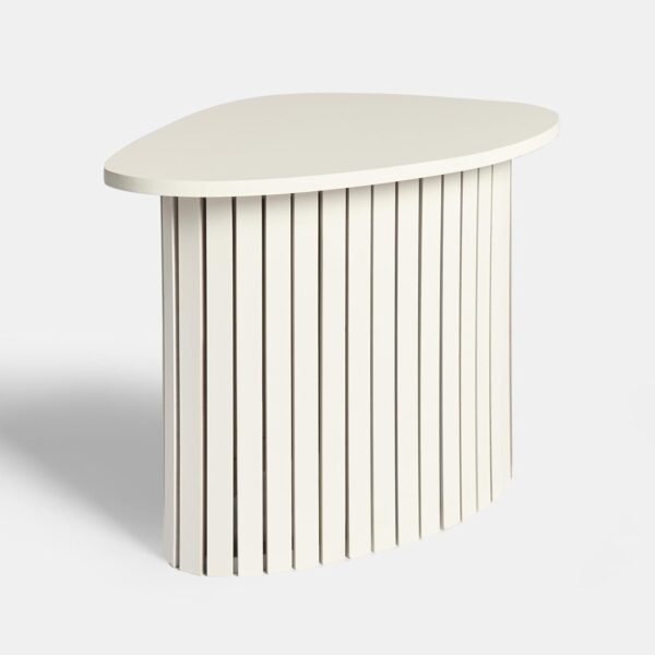 OHS Wooden Side Table, Small Sofa Side Tables Madison Ribbed Wood Frame Coffee Table for Living Room Decorative End Tables Nightstand for Small Spaces Bedroom Office, Cream