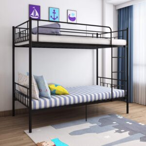 Panana Metal Bunk Beds, 2 x single bed base, Metal Double Sleeper Bed Frame for Children Twin Kids (Black)