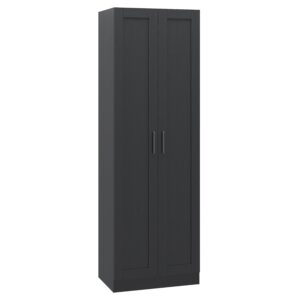 Panana Wooden Storage Cabinet, 2 Doors Sideboard Organizer Unit Tall Kitchen Cupboard with Adjustable Shelves for Living Room, Bedroom, Kitchen and Hallway (Black)