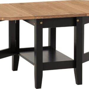 Seconique Santos Drop Leaf Coffee Table in Black/Distressed Waxed Pine