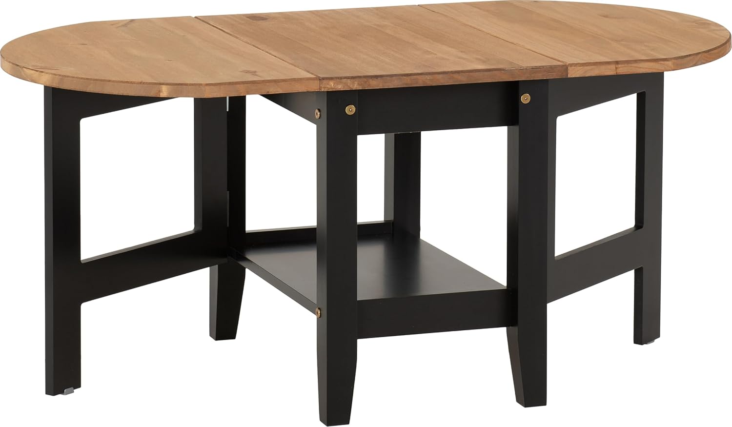 Seconique Santos Drop Leaf Coffee Table in Black/Distressed Waxed Pine