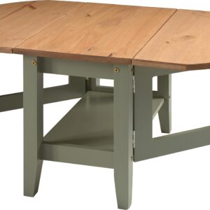 Seconique Santos Drop Leaf Coffee Table in Green/Distressed Waxed Pine
