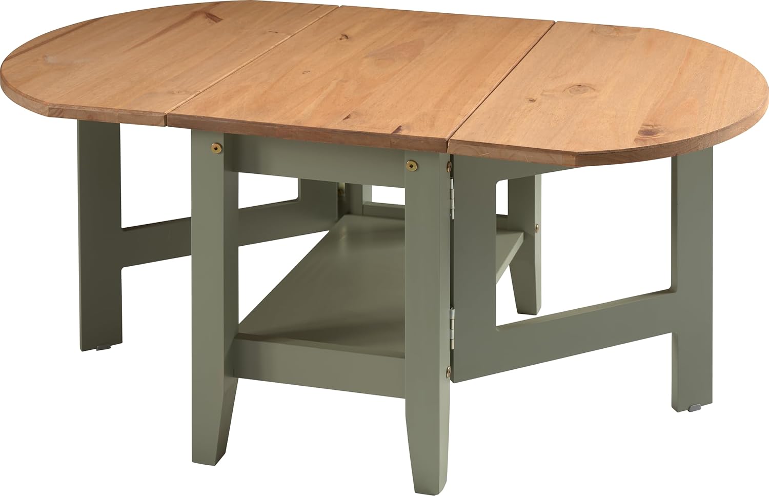 Seconique Santos Drop Leaf Coffee Table in Green/Distressed Waxed Pine